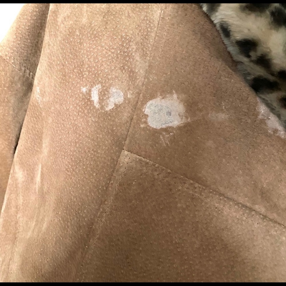 VINTAGE Leopard Suede and Faux Fur Coat - Picture 8 of 13